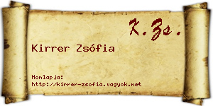 Kirrer Zsófia névjegykártya